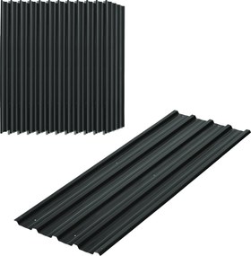 Outsunny Panouri pentru Acoperiș din Oțel, 12 Foi Galvanizate pentru Acoperișuri și Pereți, 129x45 cm, Gri Închis | Aosom Romania