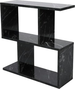 Masuta laterala LIFE, negru cu efect de marmura, PAL melaminat, 60x20x