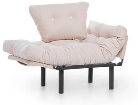 Fotoliu extensibil Nitta Single, Futon,135x70 cm,metal, crem