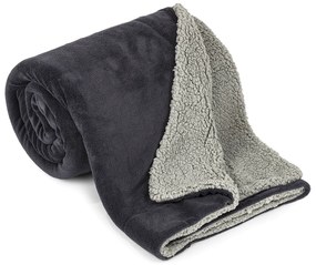 Pătură din imitație de blăniță 4Home, grideschis/antracit, 150 x 200 cm