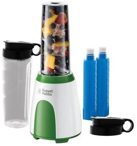 Blender Russell Hobbs Explore Mix & Go Cool 25160-56, 300 W, 600 ml, fără BPA, Otel inoxidabil, Design ergonomic, Alb/verde