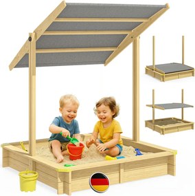 Cutie de nisip cu acoperiș SANDY, din lemn de brad, 120x120x120cm Jurhan