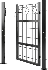 Outsunny Poartă de grădină din metal galvanizat, ușă de grădină cu mâner, încuietoare cu chei închisă, poartă 100x131cm gri închis | Aosom Romania