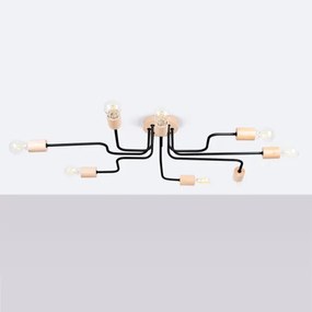 Lustră aplicată Sollux SL.1671 TIMBO 8xE27/15W/230V negru/bej/fag