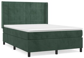 3132684 vidaXL Pat box spring cu saltea, verde închis, 140x200 cm, catifea