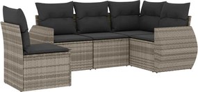 vidaXL Set canapele de grădină cu perne, 5 piese gri deschis poliratan