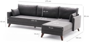 Canapea extensibilă Bellina 1 (antracit) (D). 1063019