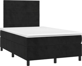 vidaXL Pat box spring cu saltea, negru, 120x190 cm, catifea