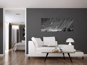 Tablou albnegru cu cerul și stele (120x50 cm)