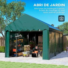 Outsunny Carport tente garage 3 x 6m Acoperiș mașină robust cu 2 uși înfășurate, țesătură 200g PE, verde | Aosom Romania