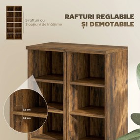 HOMCOM Set de 2 Rafturi pentru 204 CD-uri cu Polițe Ajustabile, 21x22,5x88,5cm, Maro Rustic | Aosom Romania
