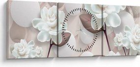 Tablou - Flori de trandafir (cu ceas) (90x30 cm)