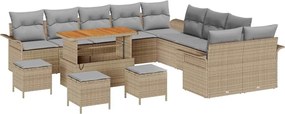 vidaXL Set de canapele pentru grădină 14 pcs Beige și gri deschis