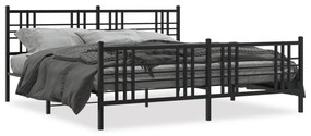 376347 vidaXL Cadru pat metalic cu tăblii de cap/picioare, negru, 183x213 cm