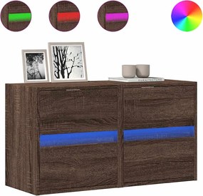 vidaXL Comodă TV de perete cu LED, 2 buc. stejar maro, 41x31x45 cm