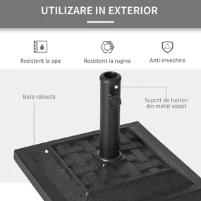 Outsunny Baza penru Umbrela de Gradina din Rasina  Greutate 12 kg pentru Stalpi Ø32-38-48 mm, 44x44x33 cm,Neagra | AOSOM RO