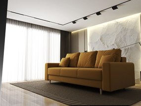Canapea extensibilă dumonde cu ladă de depozitare si sezut confortabil din spuma high-density, Kronos Royal Mustar 210x100 cm