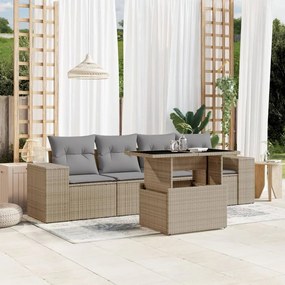 vidaXL Set canapele de grădină cu perne, 5 piese, bej, poliratan