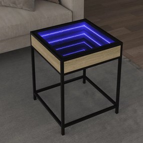 vidaXL Măsuță de cafea cu LED infinity, stejar sonoma, 40x40x51 cm