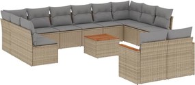 vidaXL Set canapele de grădină, 13 piese, cu perne, bej, poliratan