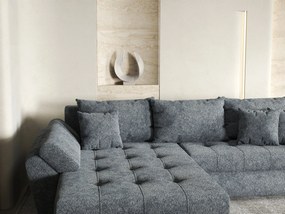 Colțar extensibil dumonde cu ladă de depozitare si sezut confortabil din spuma high-density, Loana Euphoria Graphit 270x185 cm