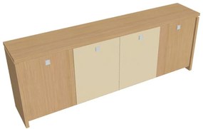 Dulap mic Verno 248 x 46 x 90 cm, uși combinate, stejar deschis / vanilie