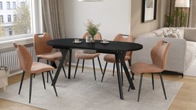 Mazzoni Masă ovală extensibilă ALMO Negru Mat