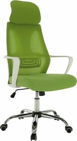 Scaun birou TAXIS, verde/alb/crom, stofa/plastic/metal, 64x63x118/127