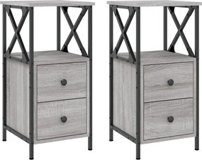 vidaXL Noptiere, 2 buc., gri sonoma, 34x35,5x70 cm, lemn compozit