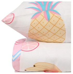 Lenjerie de pat pentru copii albă-roz pentru pat de o persoană 140x200 cm Kokteyl – Mijolnir