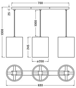 Lustră pe cablu Ledvance DECOR CARDBOARD 3xE27/15W/230V