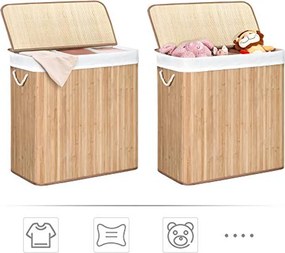 OFERTA Cos de rufe bambus cu trei compartimente LECEBY II. calitate