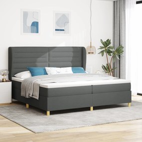 vidaXL Pat box spring cu saltea, gri închis, 200x200 cm, textil