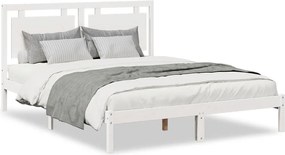 vidaXL Cadru pat foarte lung fără saltea, alb, 160x220 cm lemn masiv