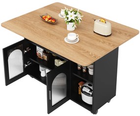 Insulă de bucătărie modernă, Negru+Culoare naturală | Aosom Romania