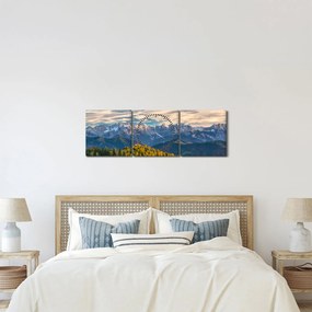 Tablou - panorama montană (cu ceas) (90x30 cm)