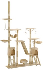 vidaXL Ansamblu pentru pisici stâlpi din funie de sisal 230-250 cm bej