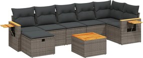 vidaXL Set canapele de grădină cu perne, 8 piese, gri, poliratan