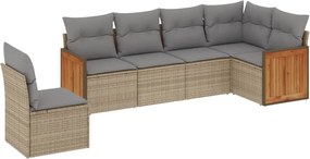vidaXL Set canapele de grădină cu perne, 6 piese, bej, poliratan