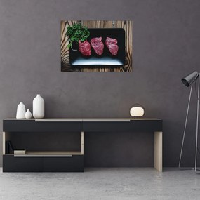 Tablou pe sticlă cu carne pe farfurie (70x50 cm)