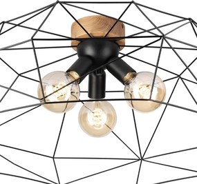 Brilagi - Plafonieră WOODY BASKET, 3 x E27/60W/230V, Ø 80 cm, stejar