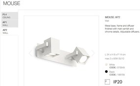 Aplica design modern cu 2 spoturi directionabile MOUSE AP2 negru 156705