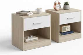 Noptiere NOVERA set 2 buc 39x28 cm, bej/alb.