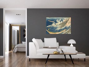 Tablou - Katsushika Hokusai, Fishing Boats at Choshi in Shimosa (Soshu Choshi) , reproducere (90x60 cm)