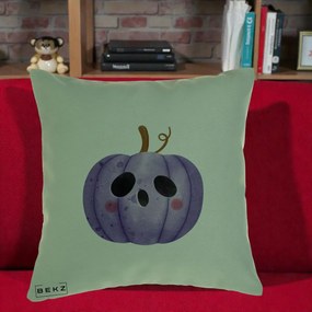 Perna Decorativa Dovleac Halloween Mov Kawaii, 40x40 cm, Verde, Husa Detasabila, Perna Inclusa, BEKZ®