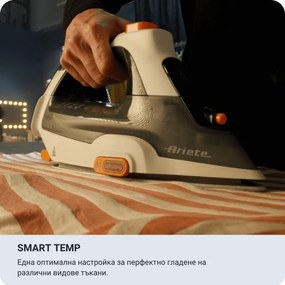 Fier de calcat Ariete STEP UP 6190/00, 2400 W, 0,32 l, Placa ceramica, Ridicare automată, Autocuratare, Negru/Alb