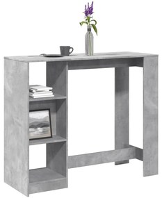 vidaXL Masă de bar cu raft, gri beton, 124x46x103,5 cm, lemn prelucrat