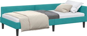 vidaXL Cadru de pat colțar cu headboard Turcoaz 80 cm x 200 cm Catifea