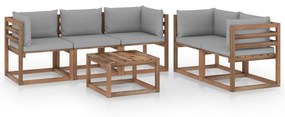 3067405 vidaXL Set mobilier de grădină cu perne gri, 6 piese