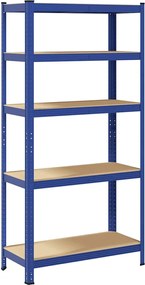 vidaXL Raft depozitare cu 5 niveluri, albastru, oțel&lemn prelucrat